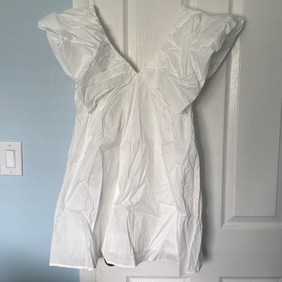 White Ruffled Mini Dress - Picture 1 of 8